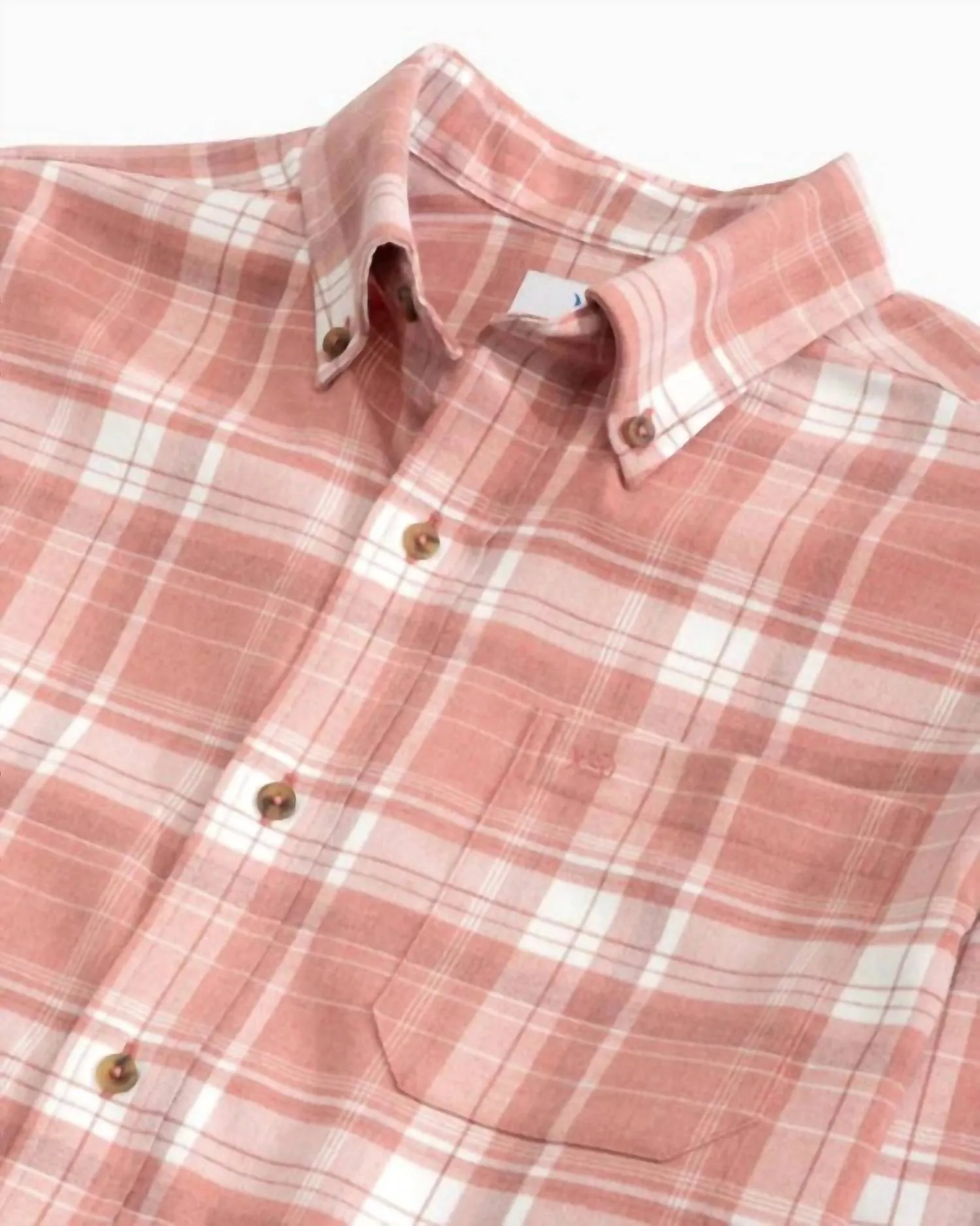 Flannel Intercoastal Avondale Plaid Heather Sportshirt In Heather Dusty Coral