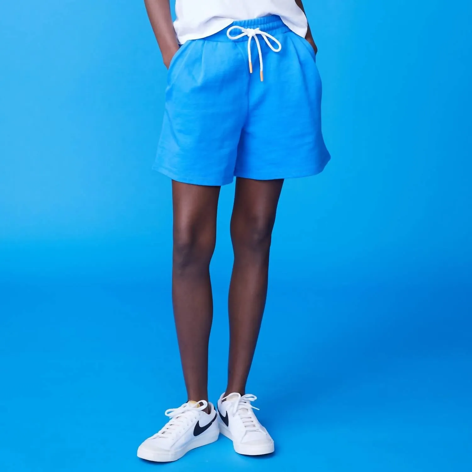 Flared Sweat Short In Cerulean