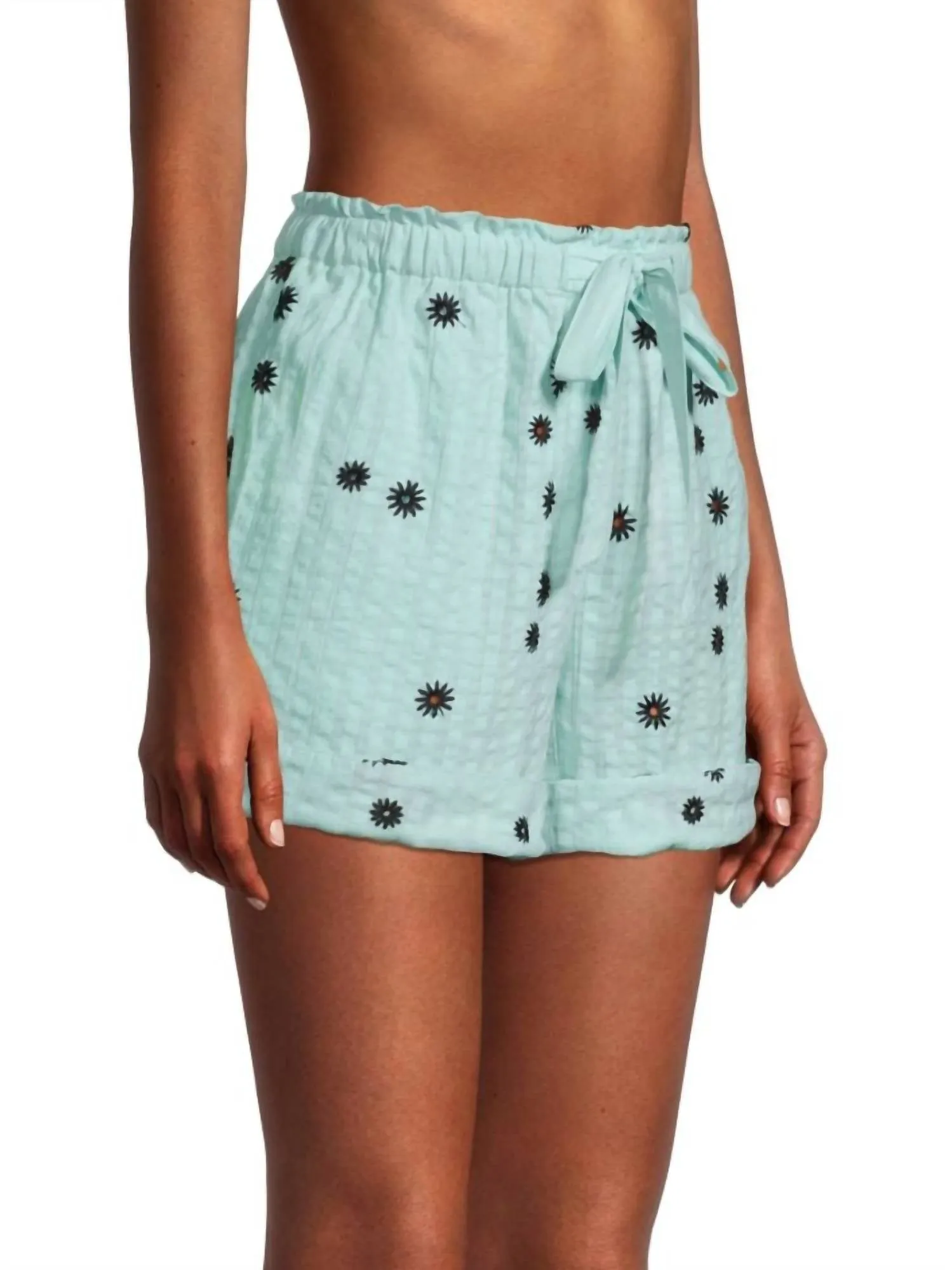 Flora Drawstring Cotton Shorts In Sunburst Araucana