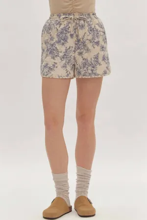Floral Quilted Short In Ecru