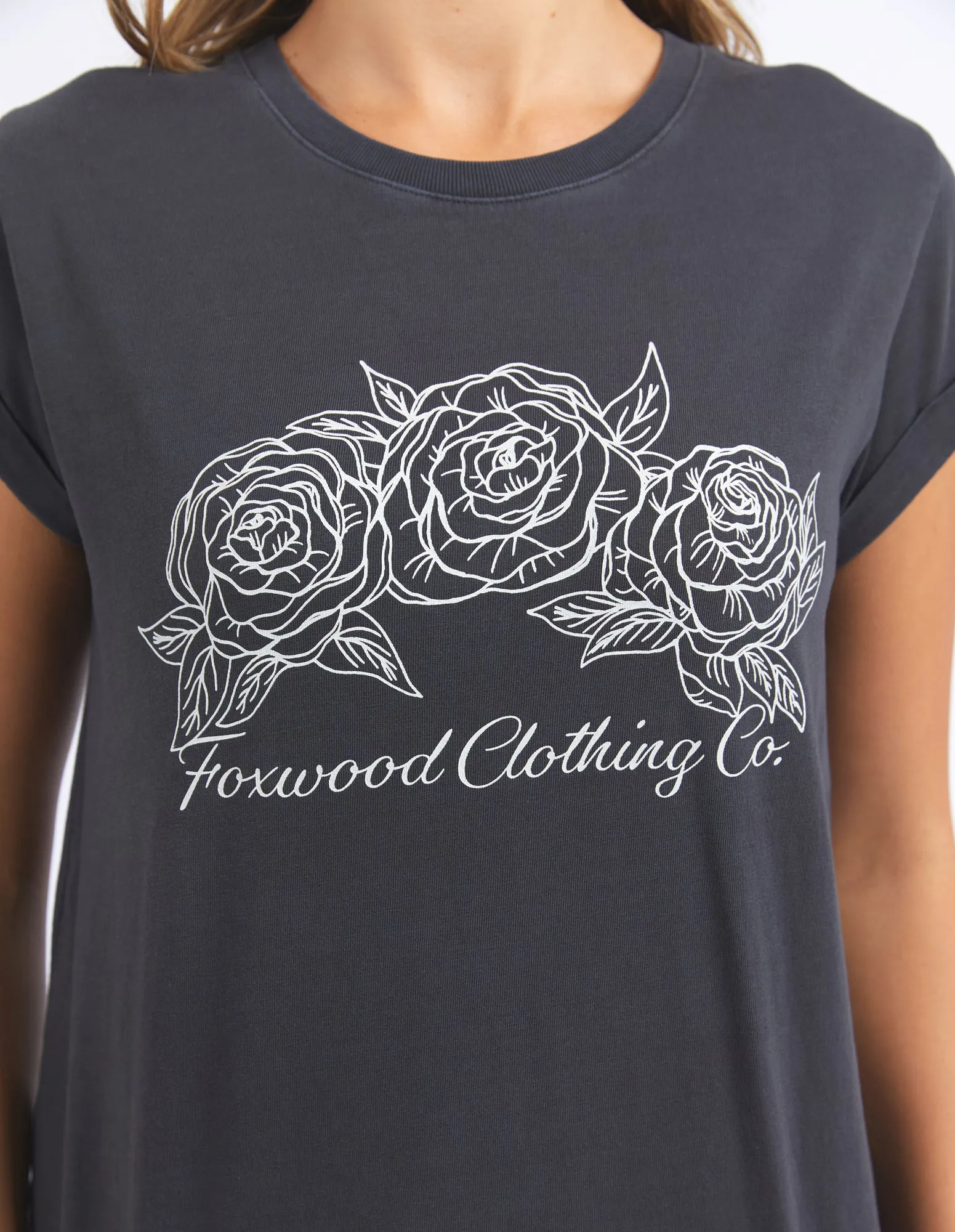 Foxwood Eva Rose Tee Washed Black