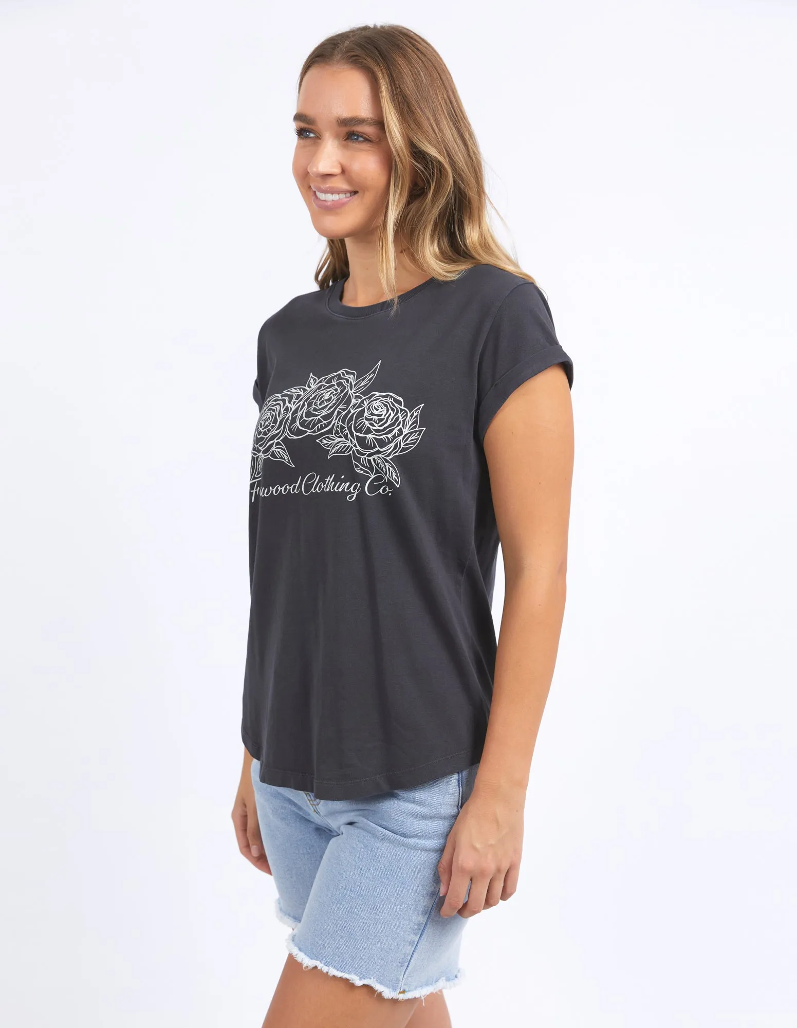 Foxwood Eva Rose Tee Washed Black
