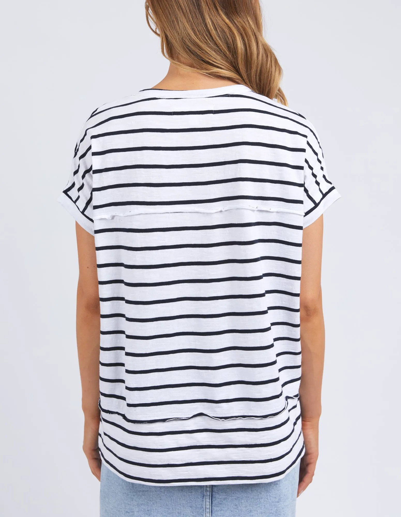 Foxwood Throw On Short Sleeve Stripe Tee Navy/White Stripe