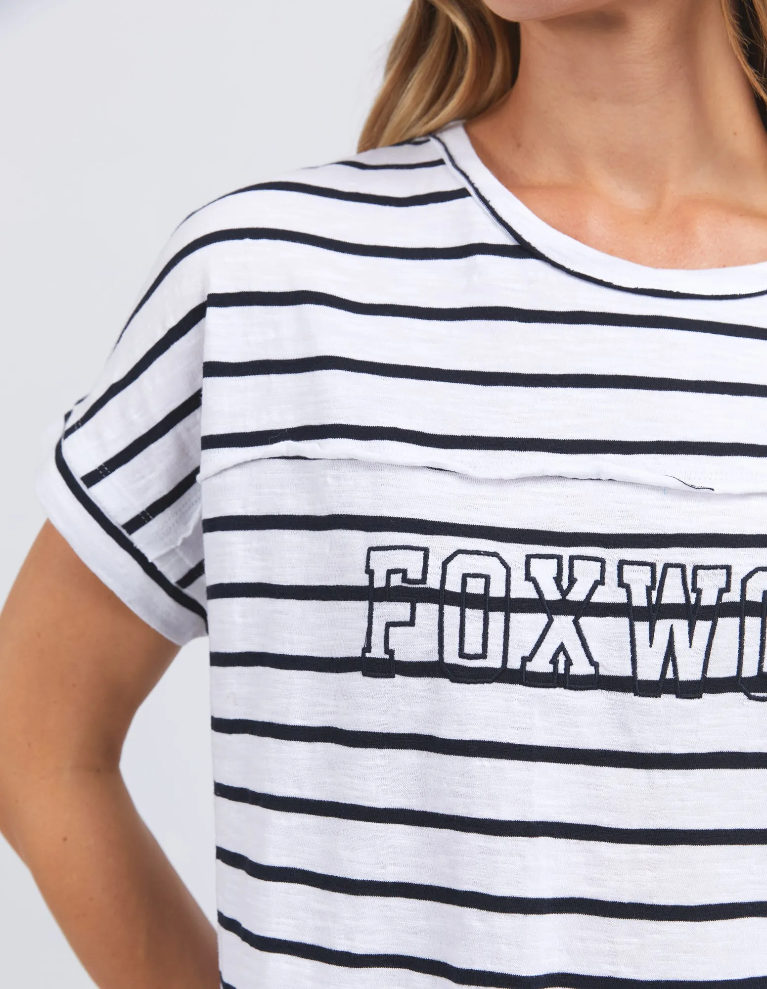 Foxwood Throw On Short Sleeve Stripe Tee Navy/White Stripe