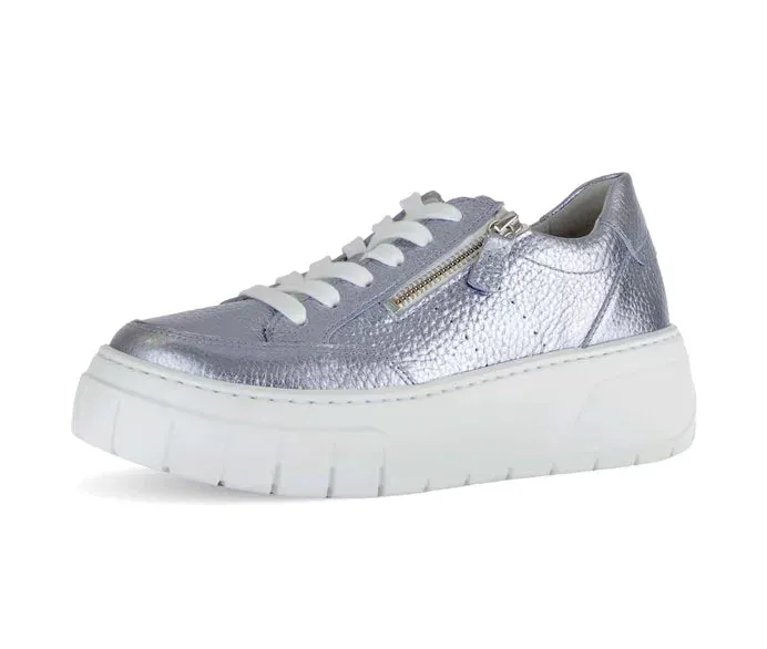 Gabor Blue Metallic Trainer with Chunky Sole