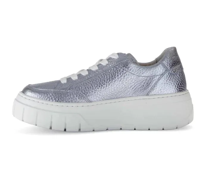 Gabor Blue Metallic Trainer with Chunky Sole