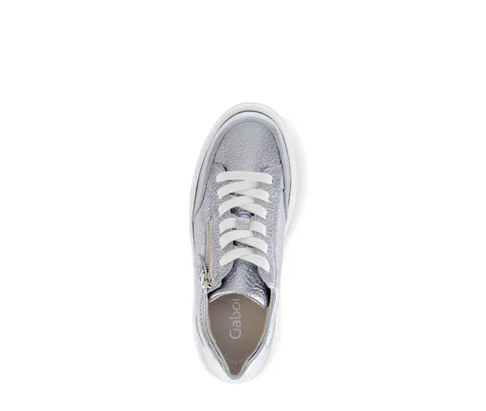 Gabor Blue Metallic Trainer with Chunky Sole