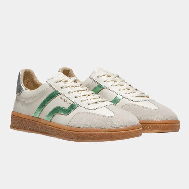Gant Cuzima Metallic Leather Suede Trainer - Aqua