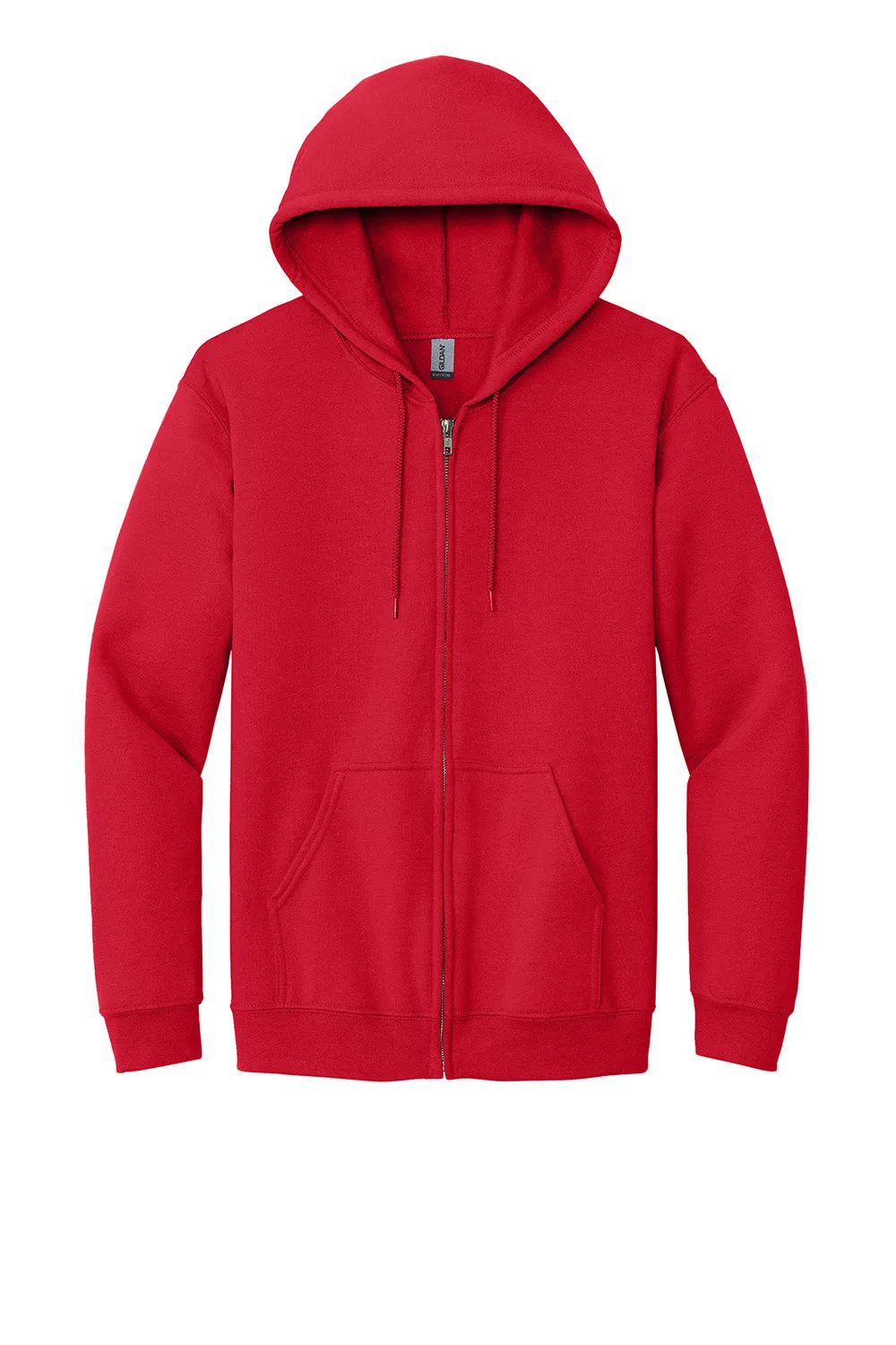 Gildan Mens Pill Resistant Full Zip Hooded Sweatshirt Hoodie w/ Pockets - Red