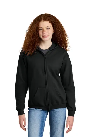 Gildan Youth Heavy Blend Full Zip Hooded Sweatshirt Hoodie w/ Pockets - Black