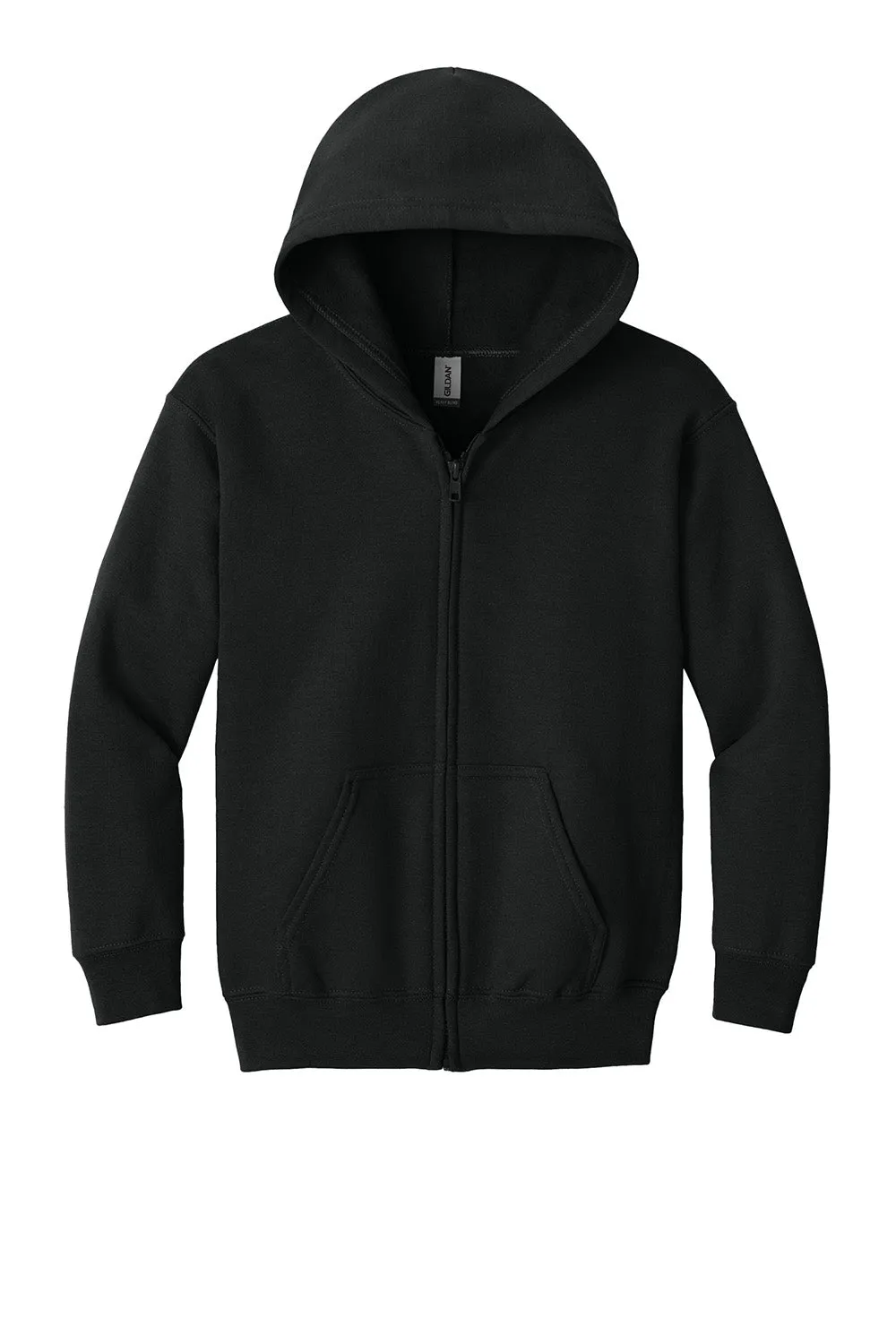 Gildan Youth Heavy Blend Full Zip Hooded Sweatshirt Hoodie w/ Pockets - Black