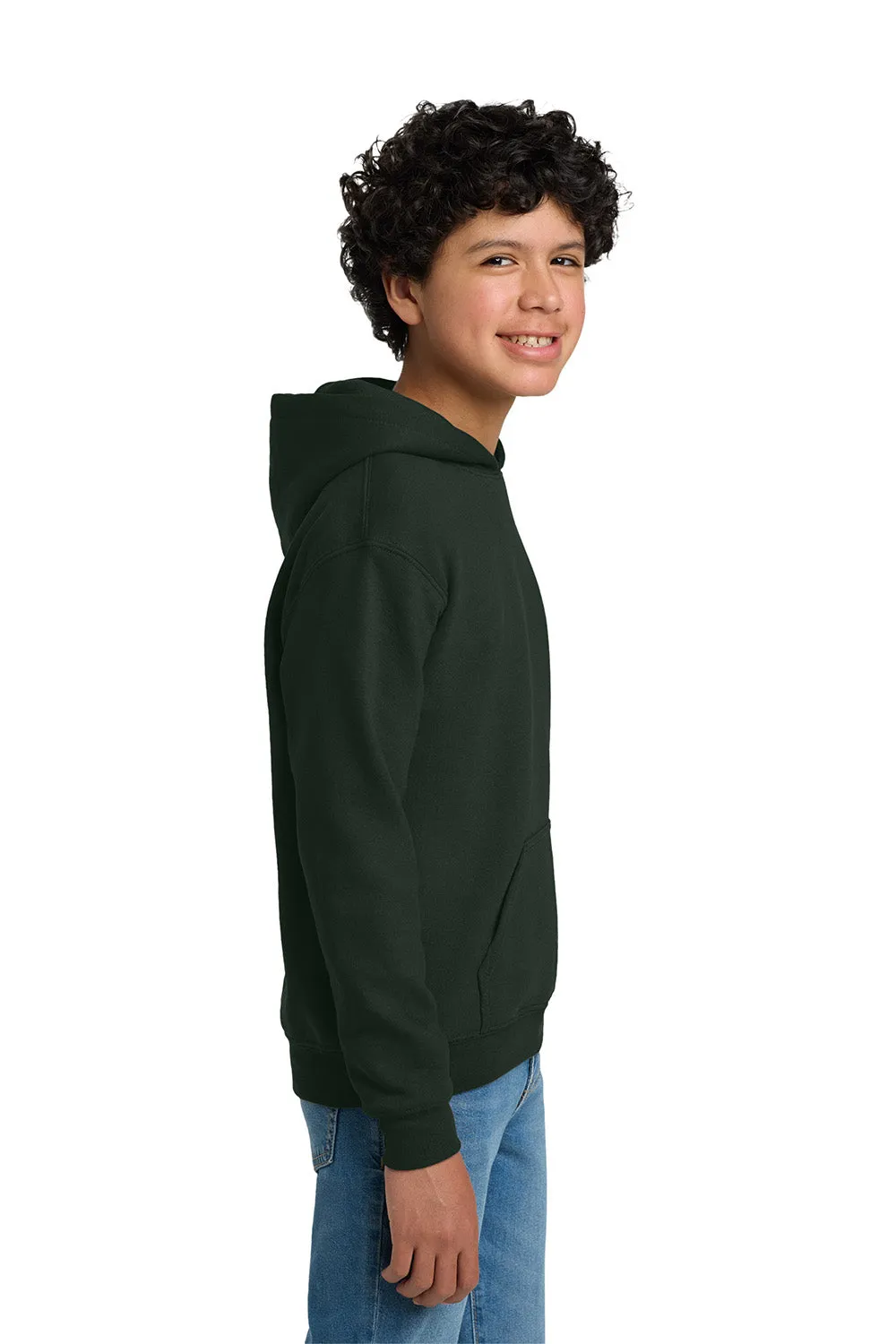 Gildan Youth Pill Resistant Hooded Sweatshirt Hoodie w/ Pouch Pocket - Forest Green