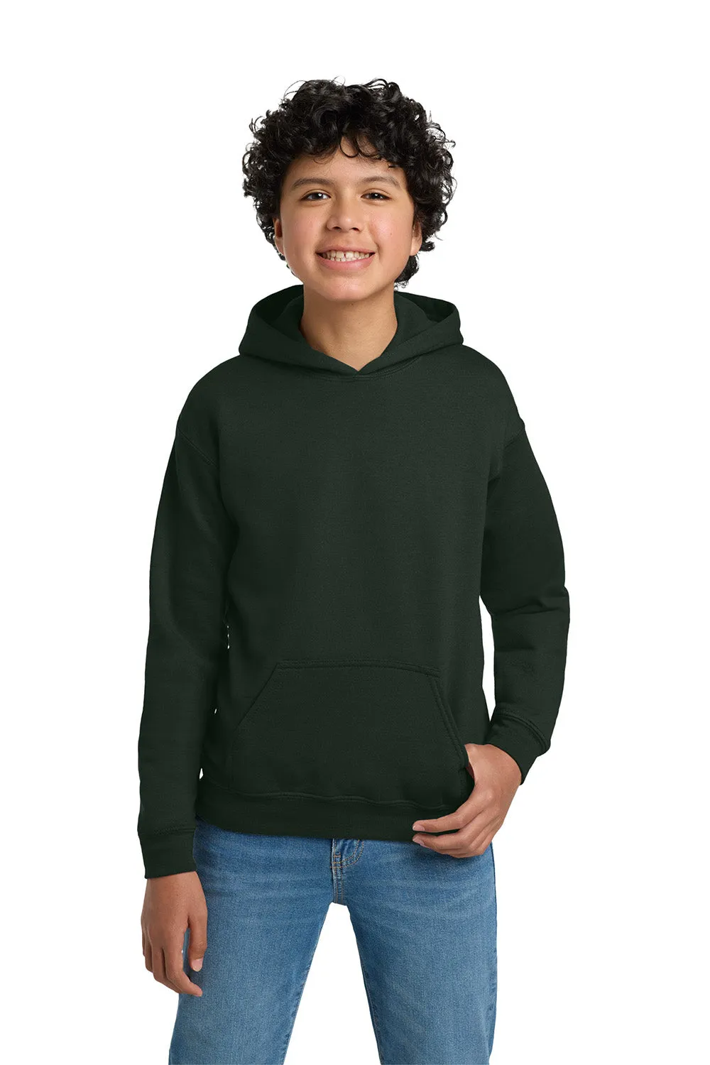 Gildan Youth Pill Resistant Hooded Sweatshirt Hoodie w/ Pouch Pocket - Forest Green