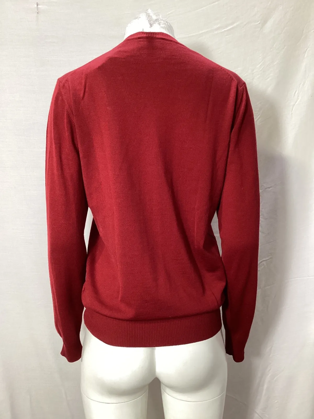 Giorgio Armani Knitted V-Neck Sweater in Red Wool