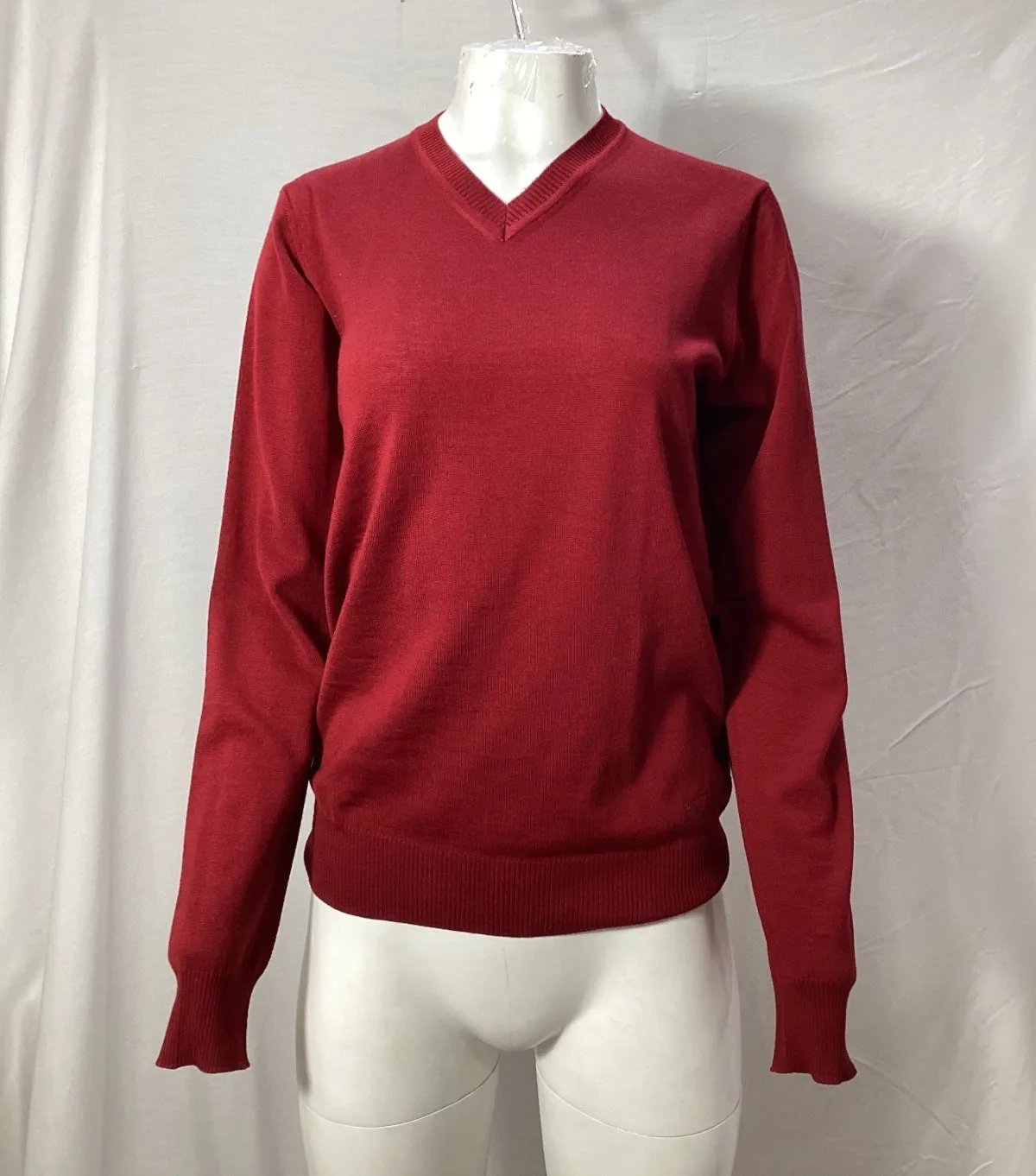 Giorgio Armani Knitted V-Neck Sweater in Red Wool
