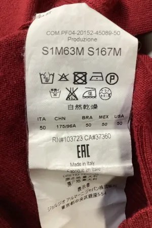 Giorgio Armani Knitted V-Neck Sweater in Red Wool