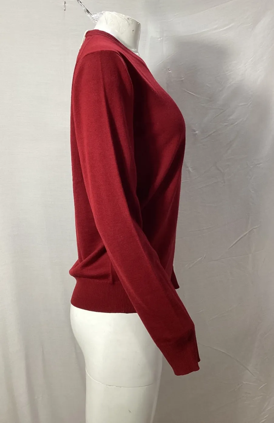 Giorgio Armani Knitted V-Neck Sweater in Red Wool