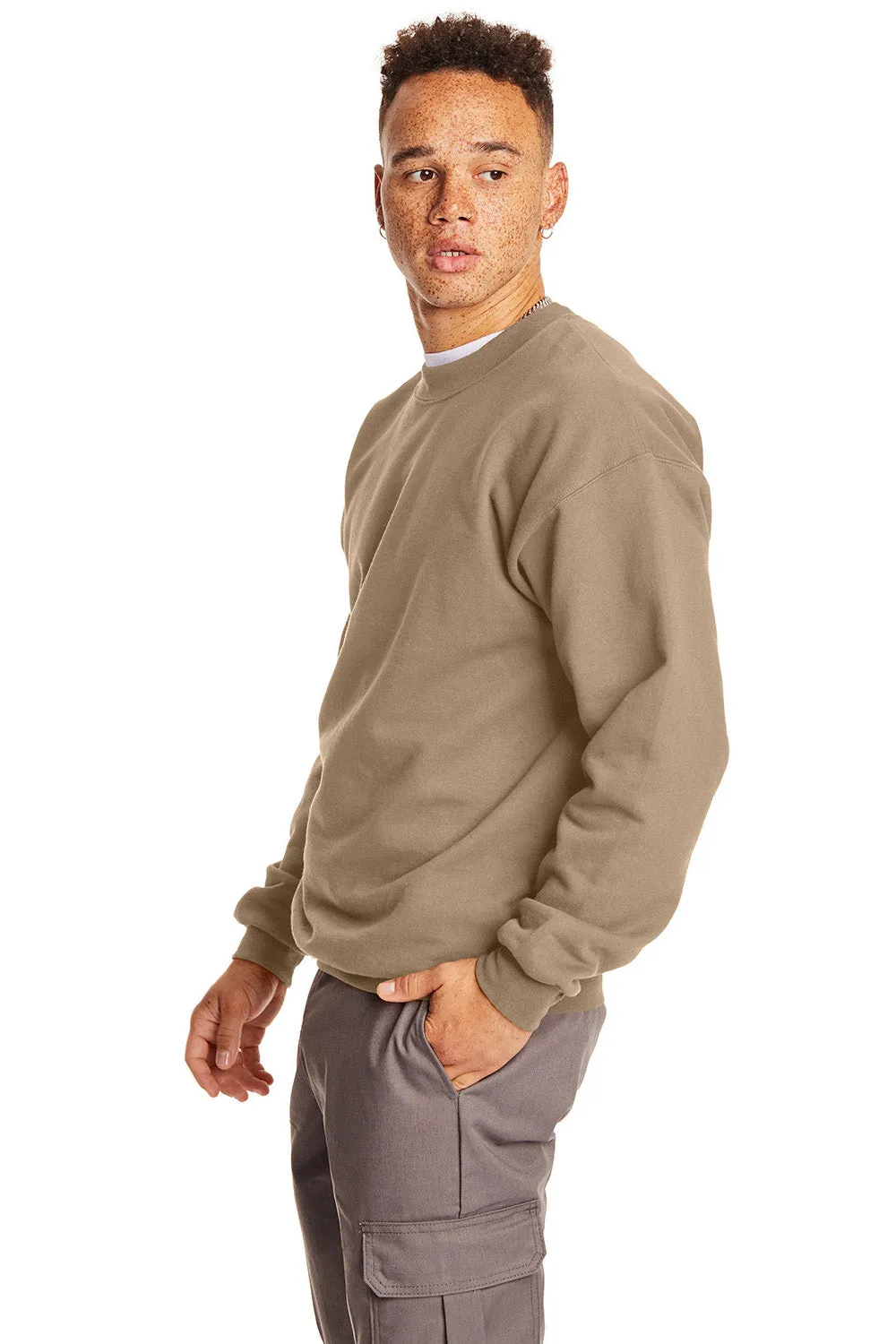 Hanes Mens Ultimate Cotton PrintPro XP Pill Resistant Crewneck Sweatshirt - Pebble
