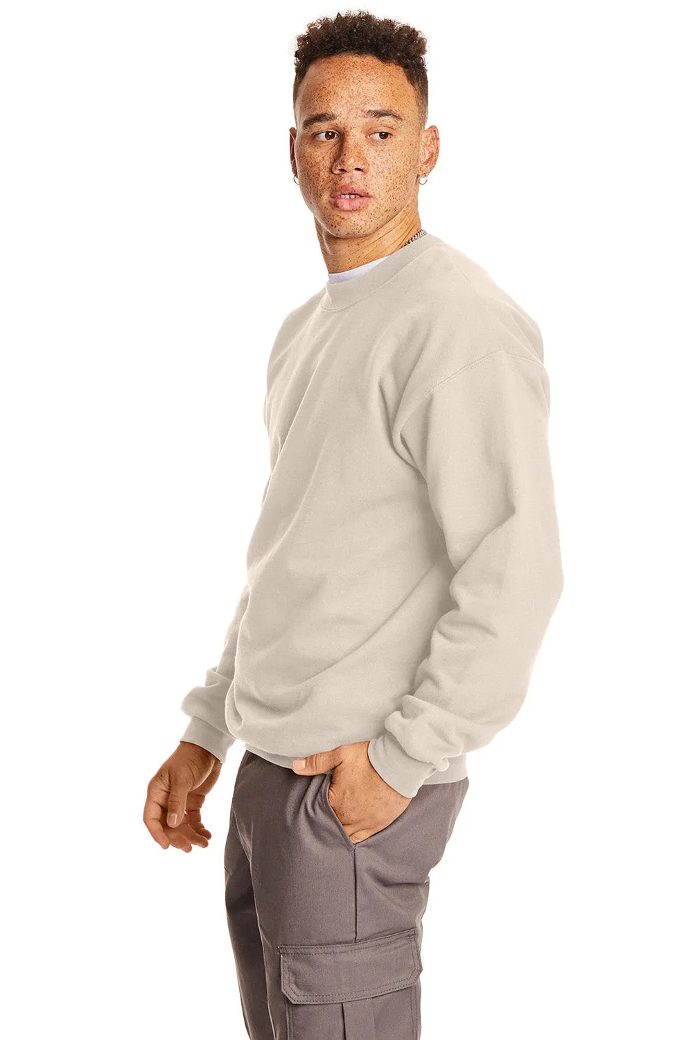Hanes Mens Ultimate Cotton PrintPro XP Pill Resistant Crewneck Sweatshirt - Sand