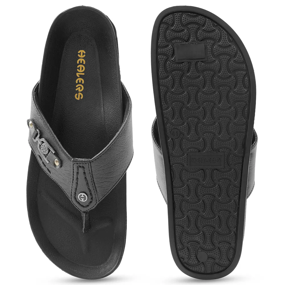 Healers Black Casual Slipper For Men CSS-28E By Liberty