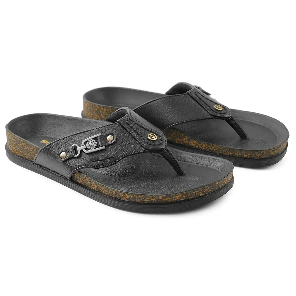 Healers Black Casual Slipper For Men CSS-28E By Liberty