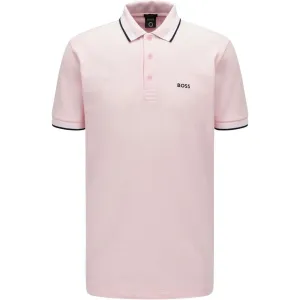 Hugo Boss Men's Paddy Short Sleeve Contrast Color Polo Shirt, Peach Beige