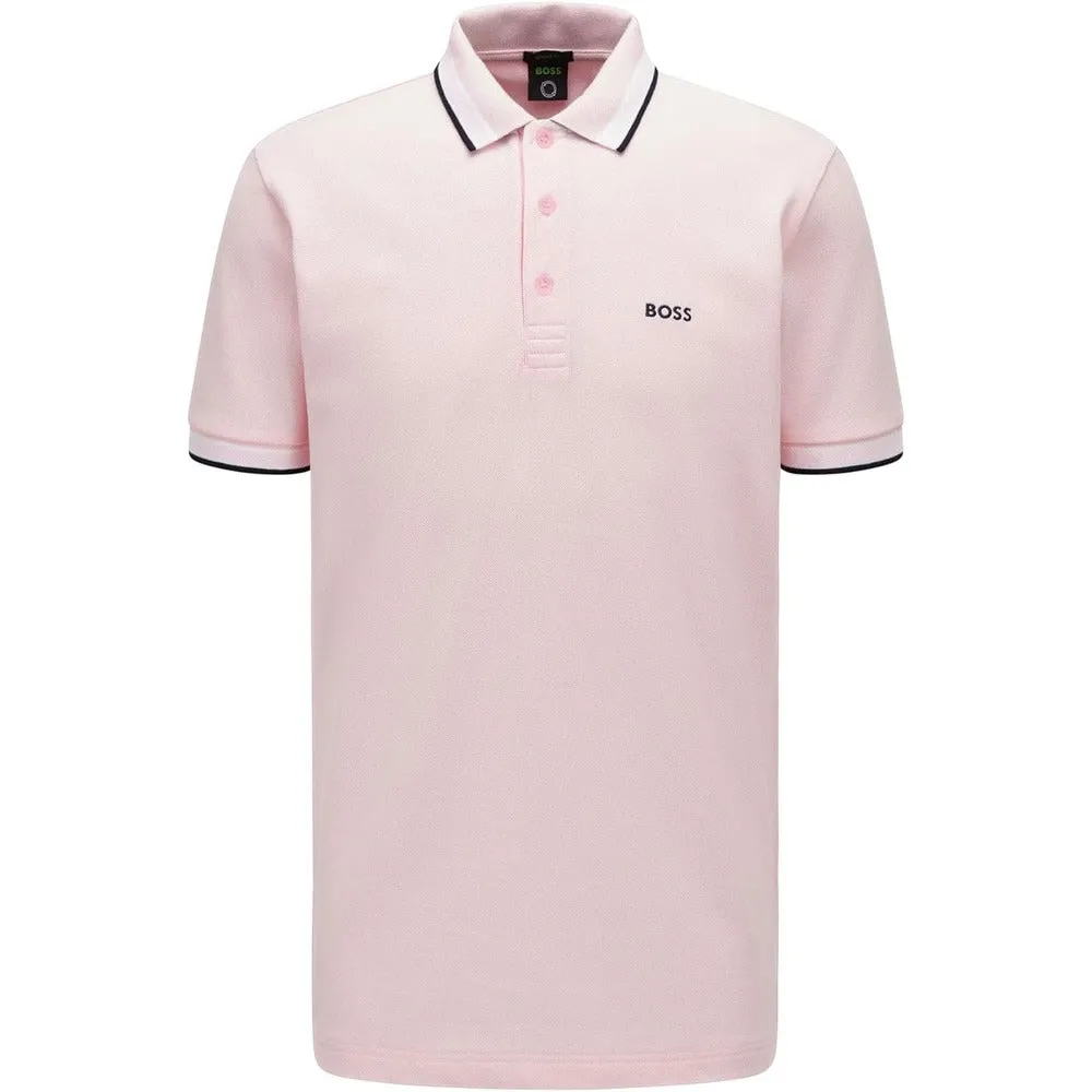 Hugo Boss Men's Paddy Short Sleeve Contrast Color Polo Shirt, Peach Beige