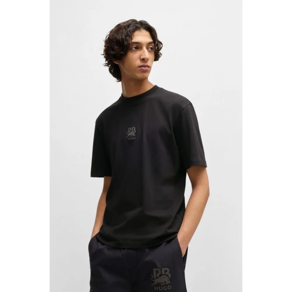 HUGO x RB cotton-jersey T-shirt with carbon stealth logo