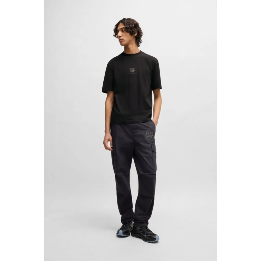 HUGO x RB cotton-jersey T-shirt with carbon stealth logo