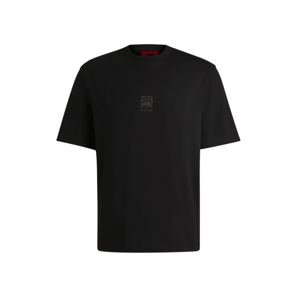 HUGO x RB cotton-jersey T-shirt with carbon stealth logo