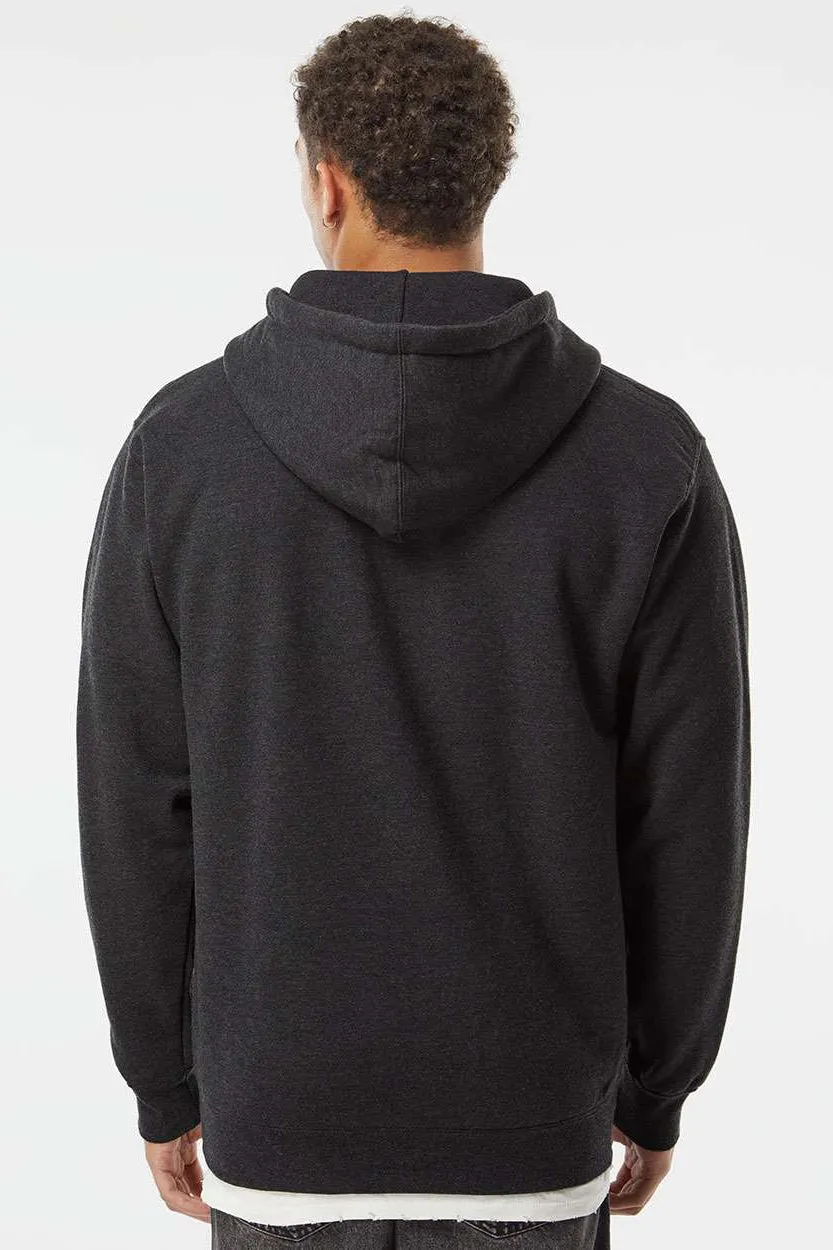 Independent Trading Company Mens Full Zip Hooded Sweatshirt Hoodie w/ Pockets - Heather Charcoal Grey