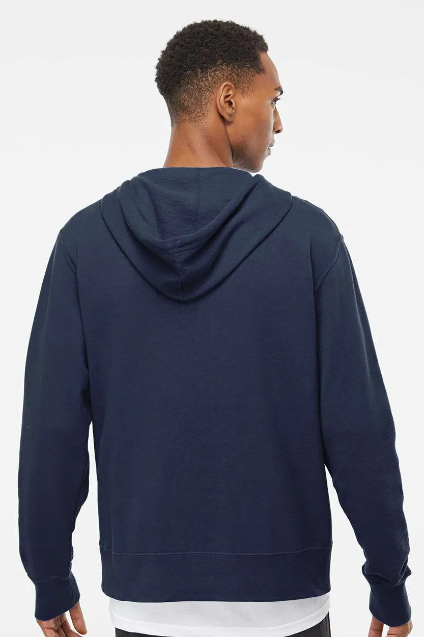 Independent Trading Company Mens Full Zip Hooded Sweatshirt Hoodie w/ Pockets - Slate Blue