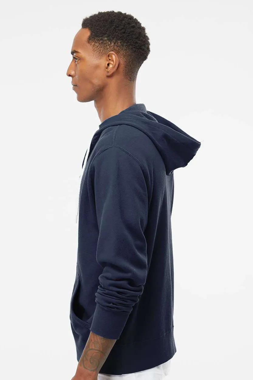 Independent Trading Company Mens Full Zip Hooded Sweatshirt Hoodie w/ Pockets - Slate Blue