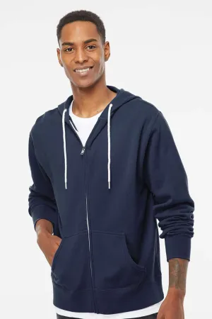 Independent Trading Company Mens Full Zip Hooded Sweatshirt Hoodie w/ Pockets - Slate Blue