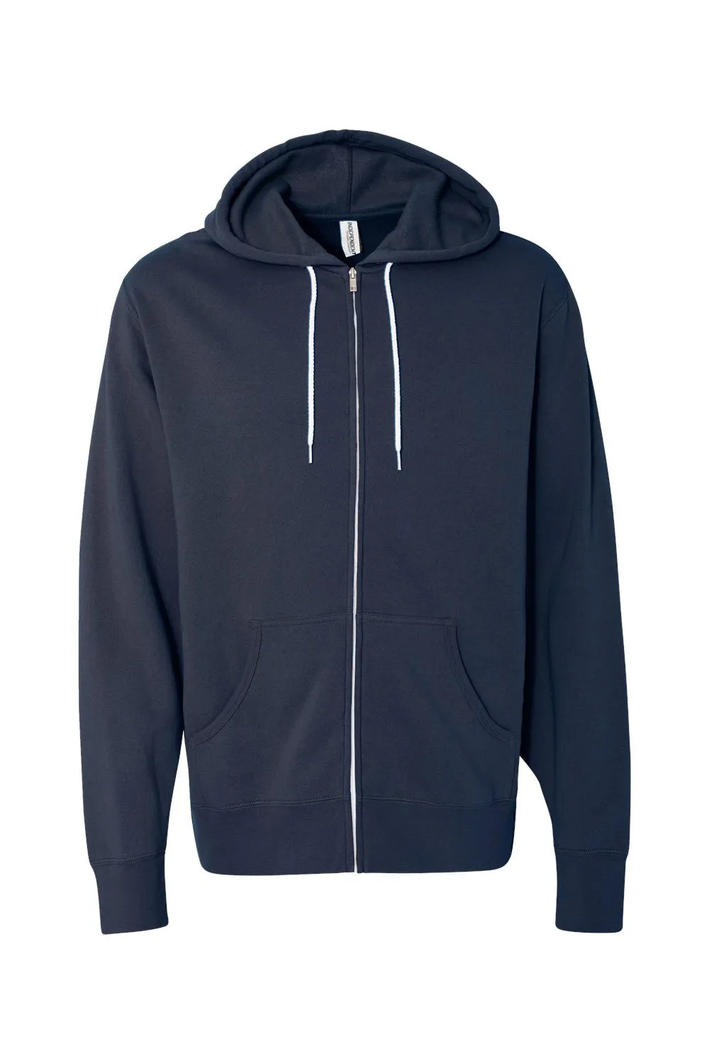 Independent Trading Company Mens Full Zip Hooded Sweatshirt Hoodie w/ Pockets - Slate Blue