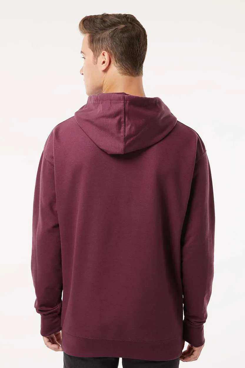 Independent Trading Company Mens Hooded Sweatshirt Hoodie w/ Pouch Pocket - Maroon
