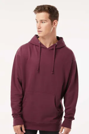 Independent Trading Company Mens Hooded Sweatshirt Hoodie w/ Pouch Pocket - Maroon