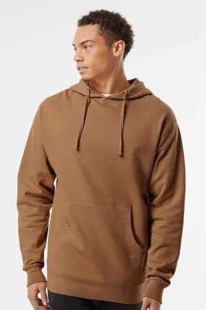 Independent Trading Company Mens Hooded Sweatshirt Hoodie w/ Pouch Pocket - Saddle Brown