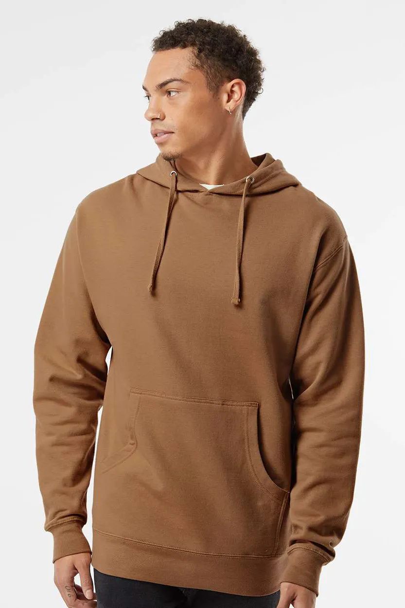 Independent Trading Company Mens Hooded Sweatshirt Hoodie w/ Pouch Pocket - Saddle Brown