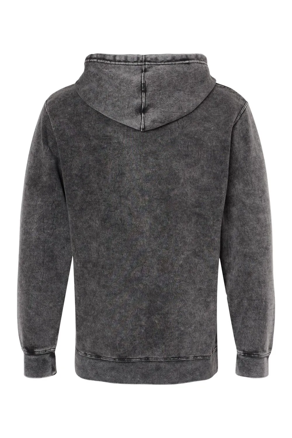 Independent Trading Company Mens Mineral Wash Hooded Sweatshirt Hoodie w/ Pouch Pocket - Black
