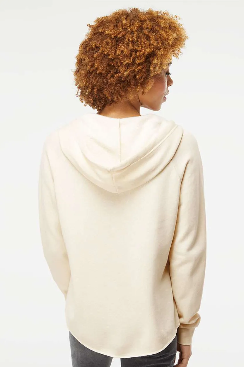 Independent Trading Company Womens California Wave Wash Full Zip Hooded Sweatshirt Hoodie w/ Pockets - Bone