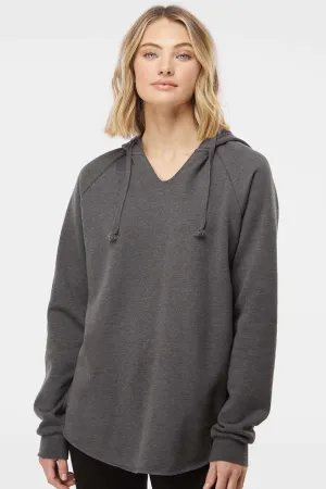 Independent Trading Company Womens California Wave Wash Hooded Sweatshirt Hoodie - Shadow Grey