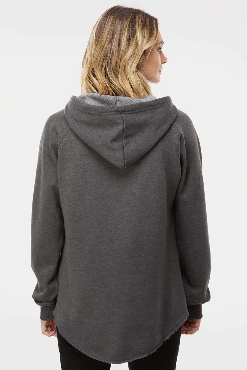 Independent Trading Company Womens California Wave Wash Hooded Sweatshirt Hoodie - Shadow Grey
