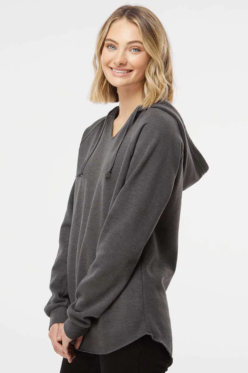 Independent Trading Company Womens California Wave Wash Hooded Sweatshirt Hoodie - Shadow Grey