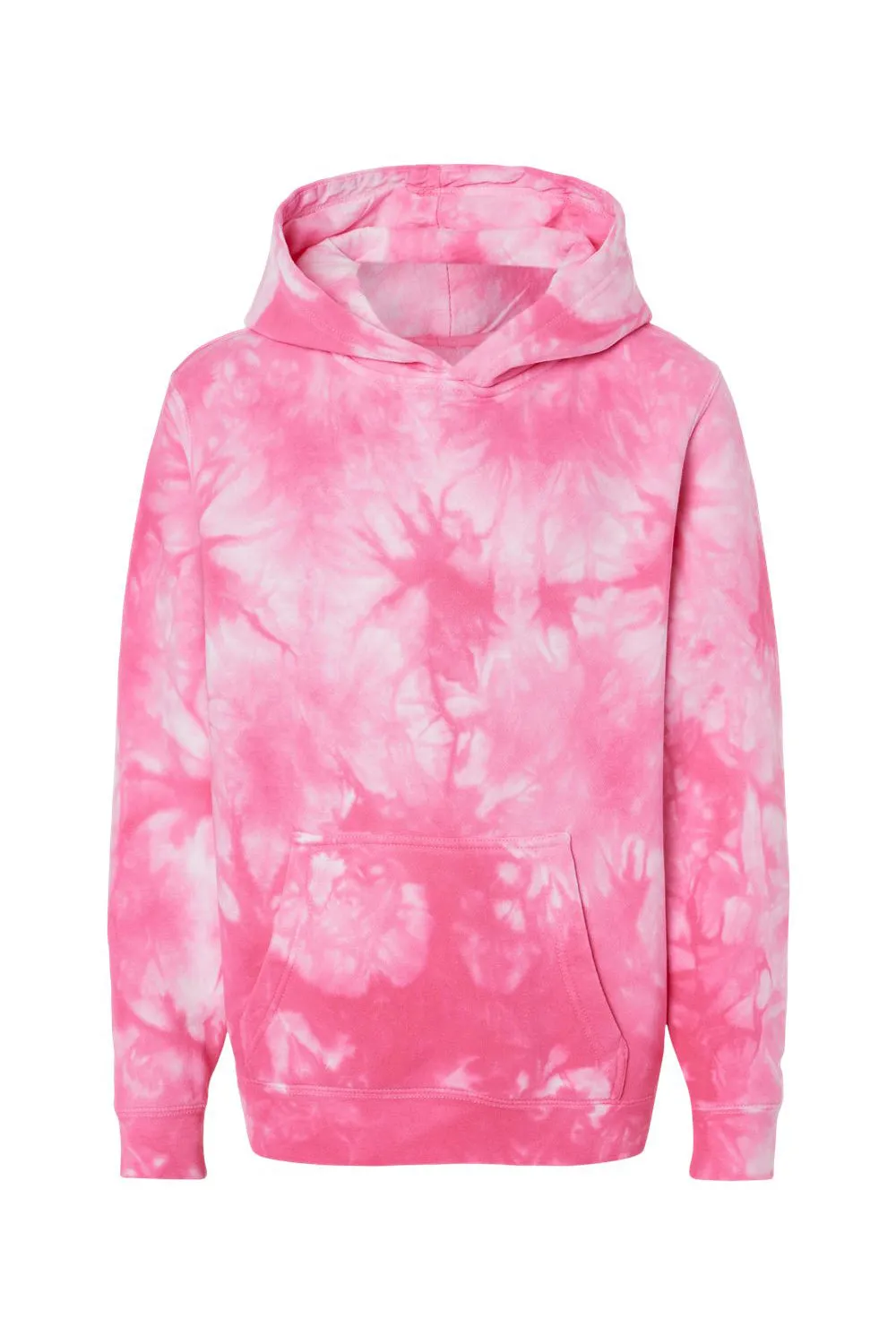 Independent Trading Company Youth Tie-Dye Hooded Sweatshirt Hoodie w/ Pouch Pocket - Pink