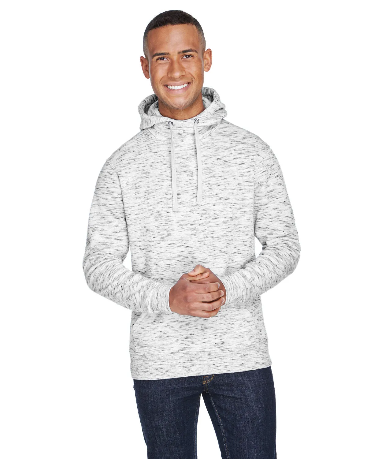 J America JA8677 Adult Melange Fleece Pullover Hooded Sweatshirt