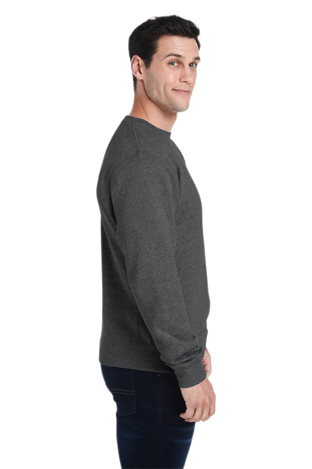 J America Mens Crewneck Sweatshirt - Solid Black