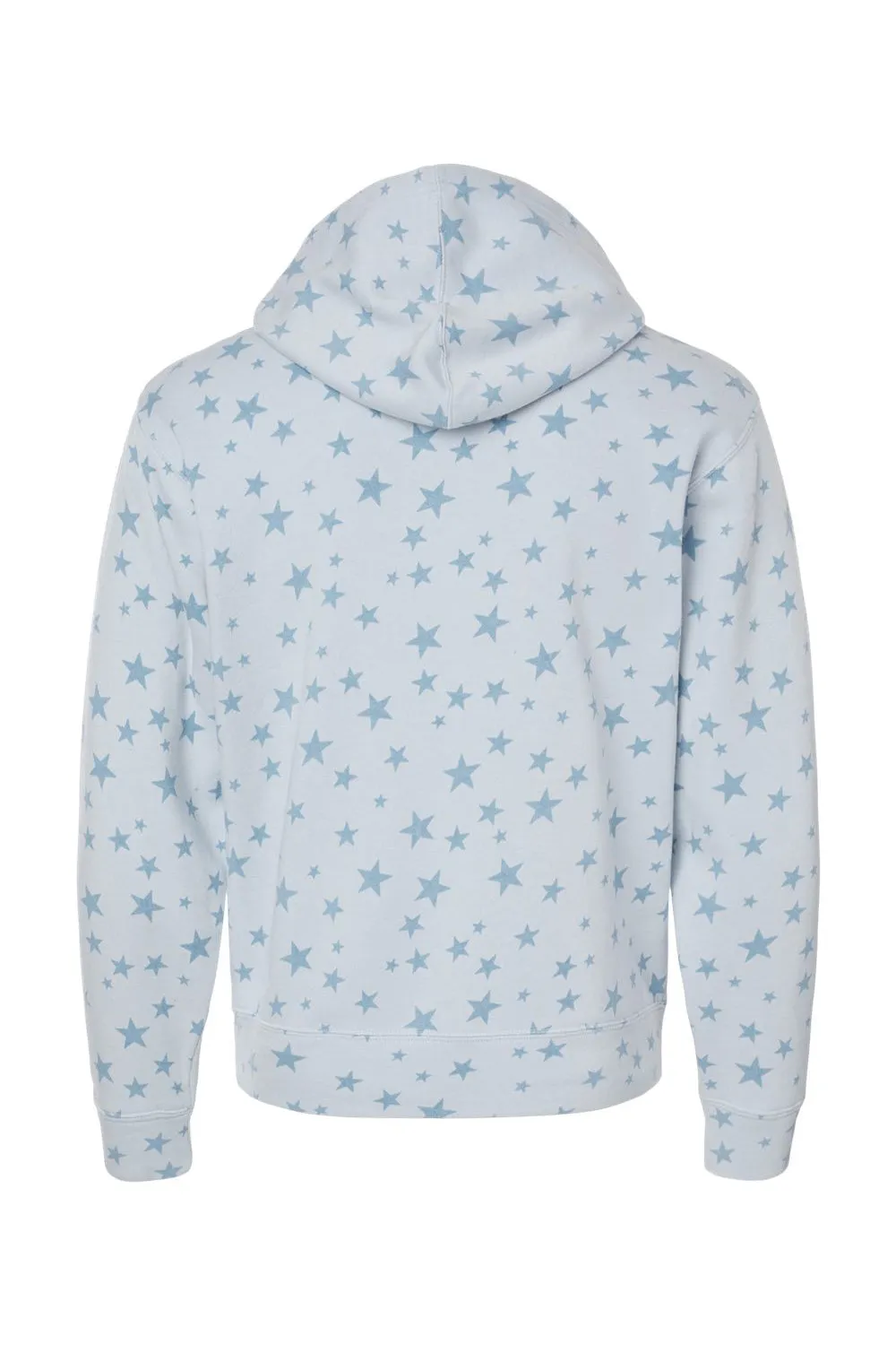 J America Mens Fleece Hooded Sweatshirt Hoodie w/ Pouch Pocket - Chambray Blue Stars