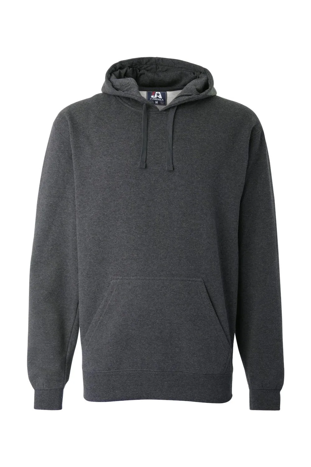 J America Mens Premium Fleece Hooded Sweatshirt Hoodie w/ Pouch Pocket - Heather Charcoal Grey