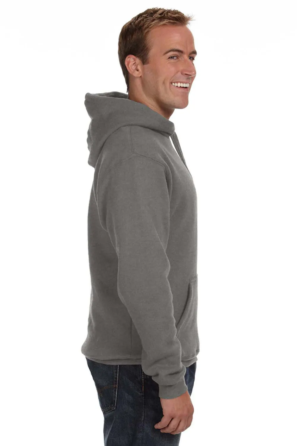 J America Mens Premium Fleece Hooded Sweatshirt Hoodie w/ Pouch Pocket - Heather Charcoal Grey